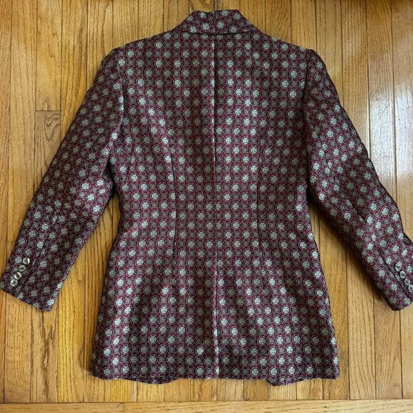 Burgundy/Gold Medallion Blazer The Limited Collection, Dark Academia Longline -M - Picture 4 of 10